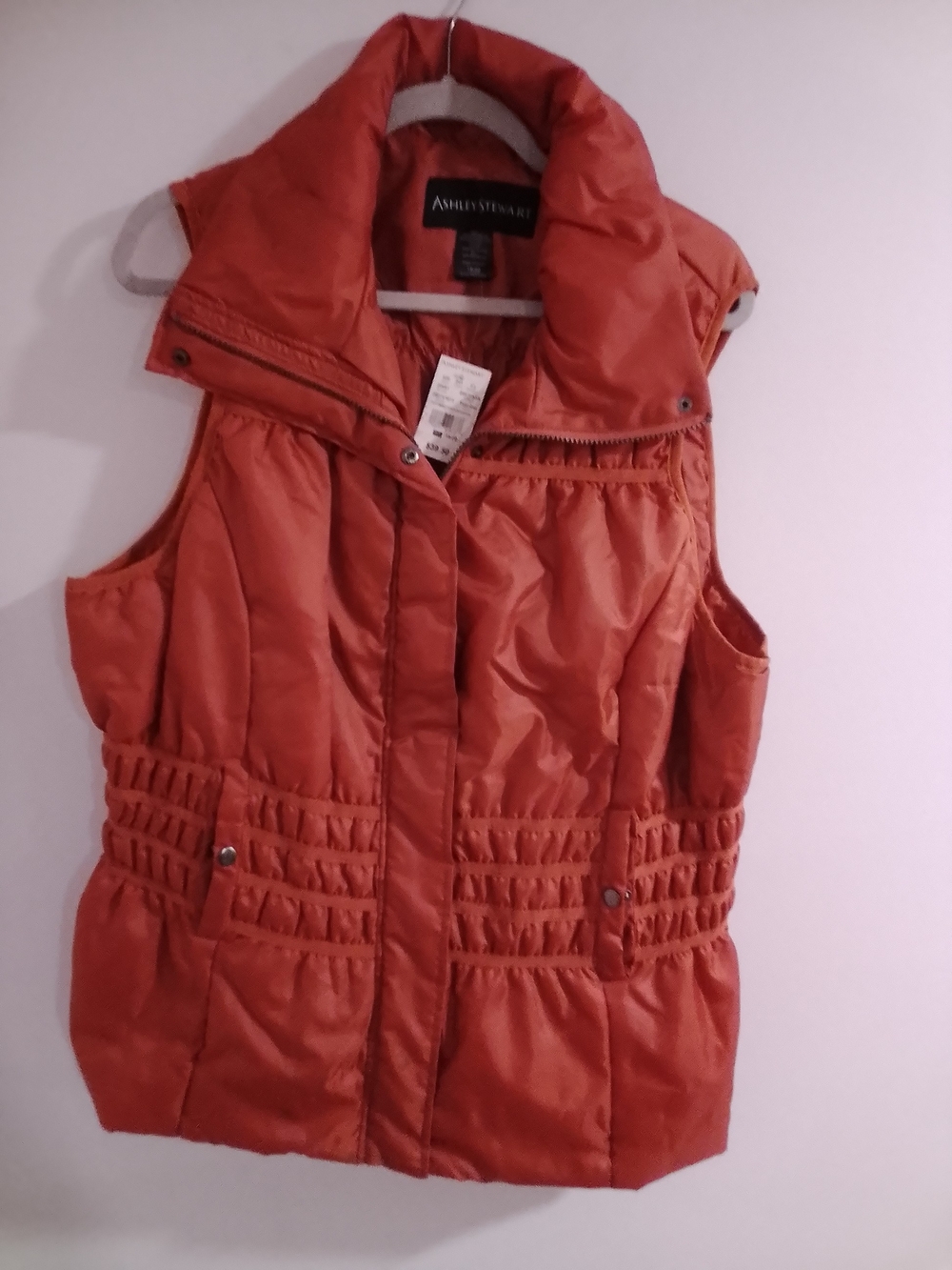 Ashley Stewart Rust Orange Quilted Puffer Vest Sz 18-20